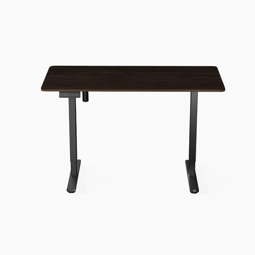 DESKIT ErgoLift Single Sit Stand Desk - Rich Walnut/White