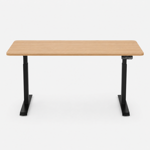 1.6 Metre Dual Motor Sit Stand Desk - Black Frame & Walnut Desktop