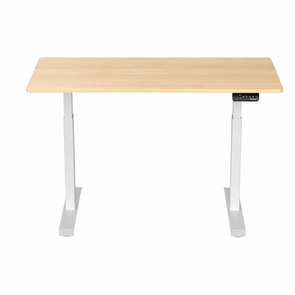 1.4 Metre Dual Motor Sit Stand Desk - White Frame & Maple Desktop