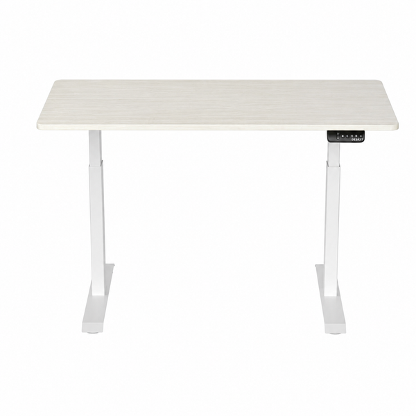 1.4 Metre Dual Motor Sit Stand Desk - White Frame & Maple Desktop