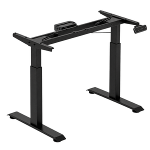 1.6 Metre Dual Motor Sit Stand Desk - Black Frame & Walnut Desktop