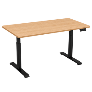 1.6 Metre Dual Motor Sit Stand Desk - Black Frame & Walnut Desktop