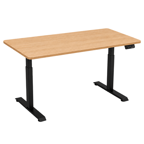 1.6 Metre Dual Motor Sit Stand Desk - Black Frame & Walnut Desktop