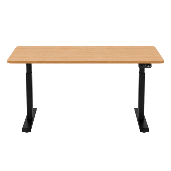 1.6 Metre Dual Motor Sit Stand Desk - Black Frame & Walnut Desktop