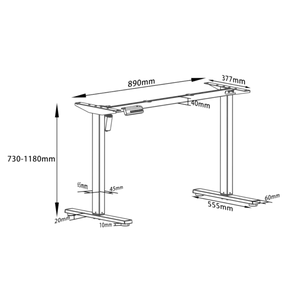 1.2 Metre Single Motor Sit Stand Desk - Black (Radian)