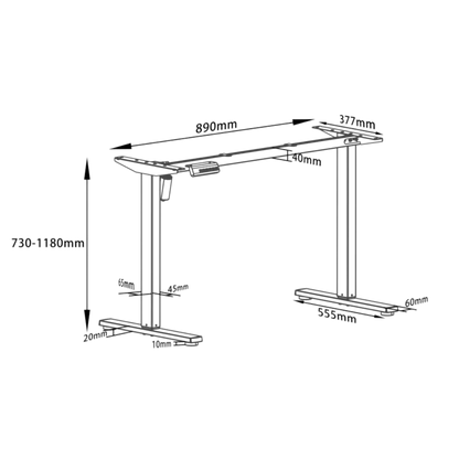 DESKIT ErgoLift Single Sit Stand Desk - Alpine White/White