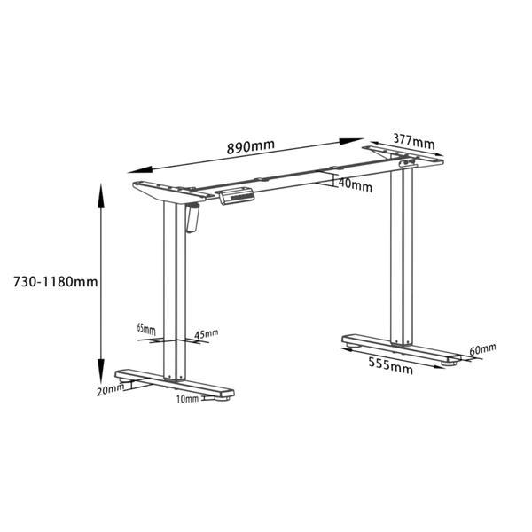 1.2 Metre Single Motor Sit Stand Desk - Black (Radian)