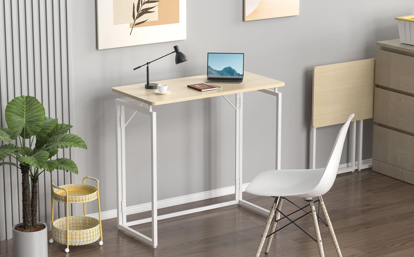 DESKIT Foldaway Desk - Maple Breeze/White