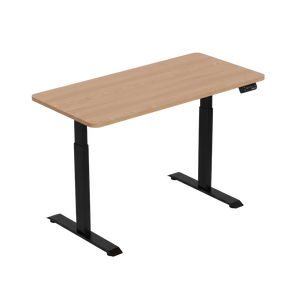 1.4 Metre Dual Motor Sit Stand Desk - Black Frame & Walnut Desktop