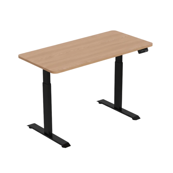 1.4 Metre Dual Motor Sit Stand Desk - Black Frame & Walnut Desktop