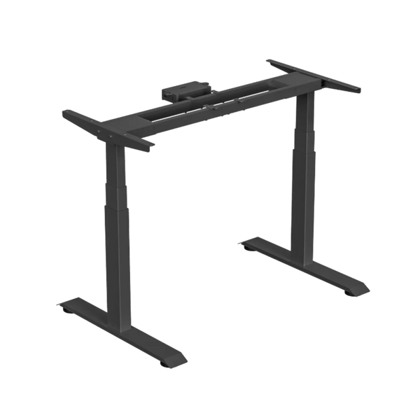 1.4 Metre Dual Motor Sit Stand Desk - Black Frame & Walnut Desktop