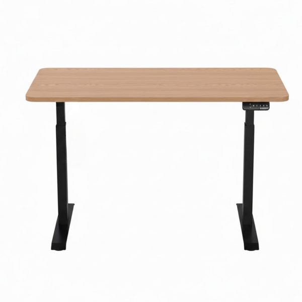 1.4 Metre Dual Motor Sit Stand Desk - Black Frame & Walnut Desktop