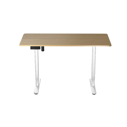DESKIT ErgoLift Single Sit Stand Desk - Maple Breeze/White