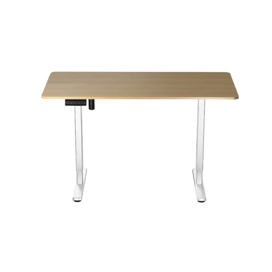DESKIT ErgoLift Single Sit Stand Desk - Maple Breeze/White
